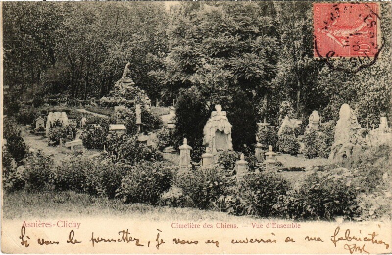Carte postale ancienne Asnieres Cimetiere des Chiens vue d'ensemble