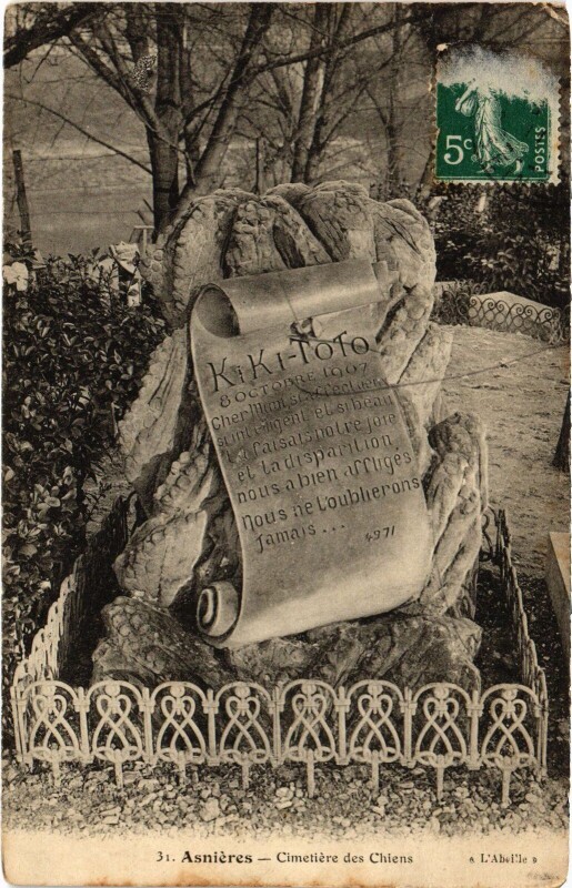 Carte postale ancienne Asnieres Cimetiere des Chiens