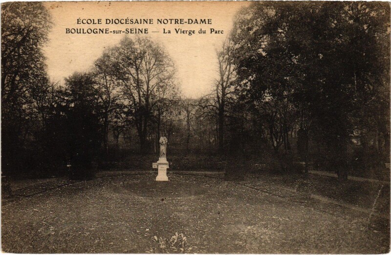 Carte postale ancienne Boulogne La Vierge du Parc
