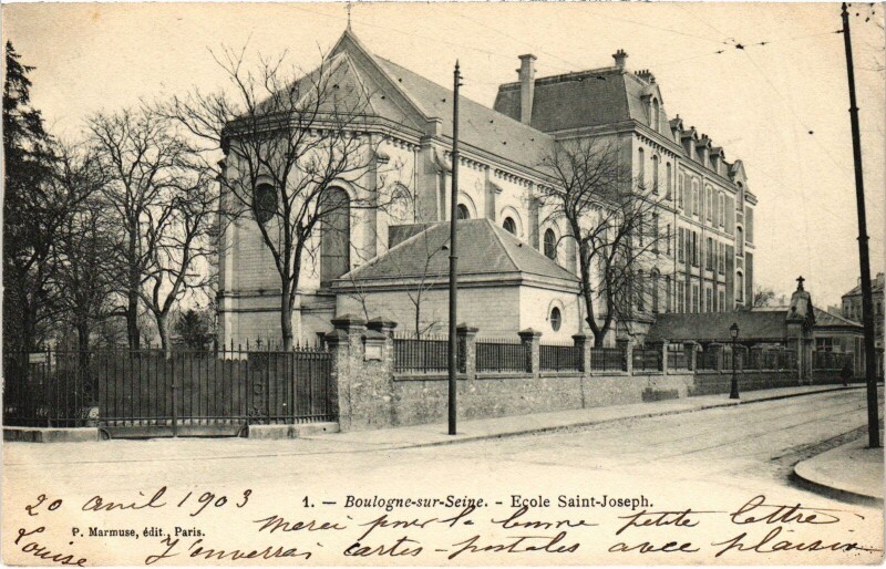 Carte postale ancienne Boulogne Ecole Saint Joseph