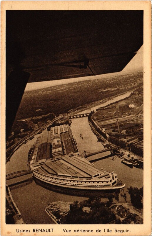 Carte postale ancienne Boulogne usines Renault vue aerienne de l'Ile Seguin