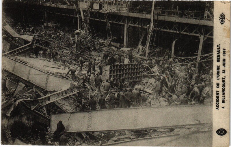 Carte postale ancienne Boulogne Accident de l'Usines Renault