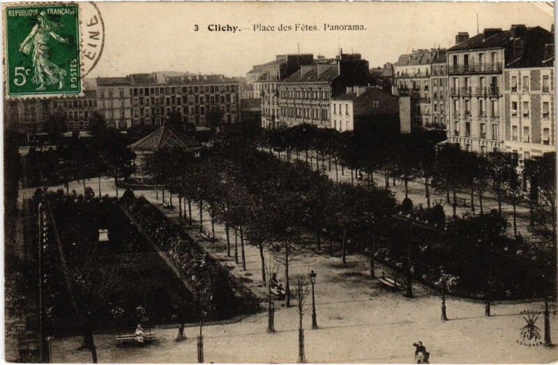 Carte postale ancienne Place des Fêtes - Panorama à Clichy