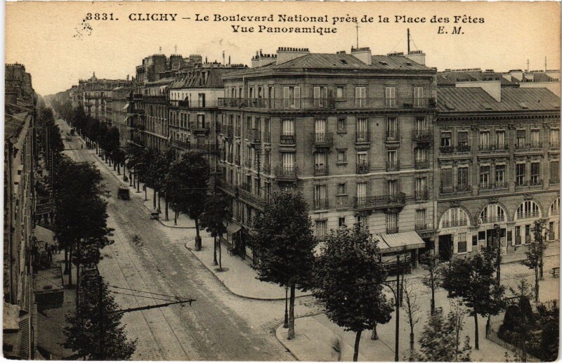 Carte postale ancienne Le Boulevard National près de la Place des Fêtes à Clichy