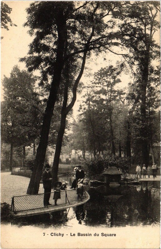 Carte postale ancienne Le Bassin du Square à Clichy