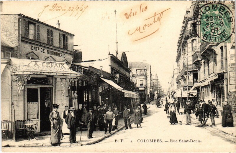 Carte postale ancienne Colombes Rue Saint-Denis à Colombes