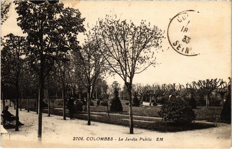 Carte postale ancienne Colombes Le Jardin Public à Colombes