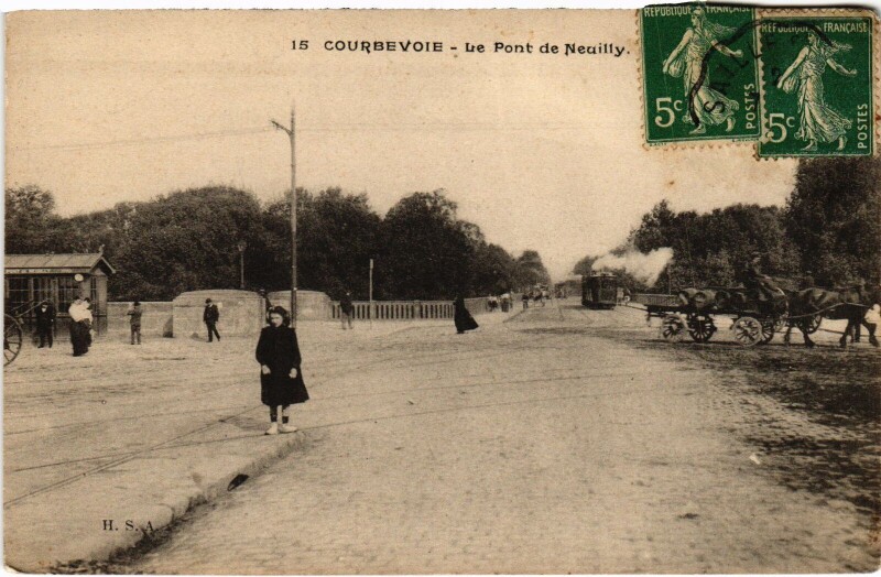 Carte postale ancienne Courbevoie Pont de Neuilly à Courbevoie