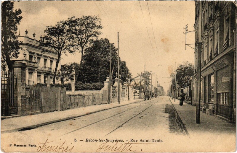 Carte postale ancienne Courbevoie Rue Saint-Denis à Courbevoie