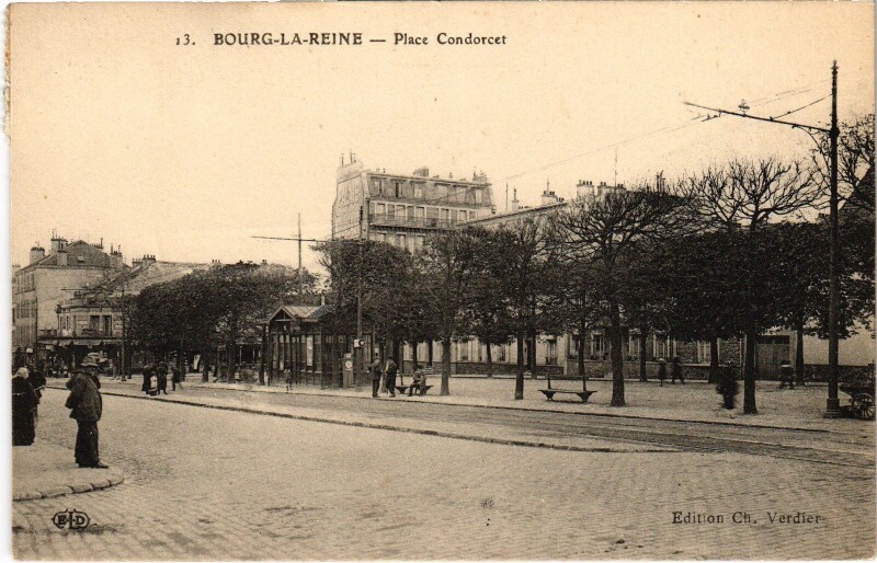 Carte postale ancienne Bourg la Reine Place Condorcet à Bourg-la-Reine