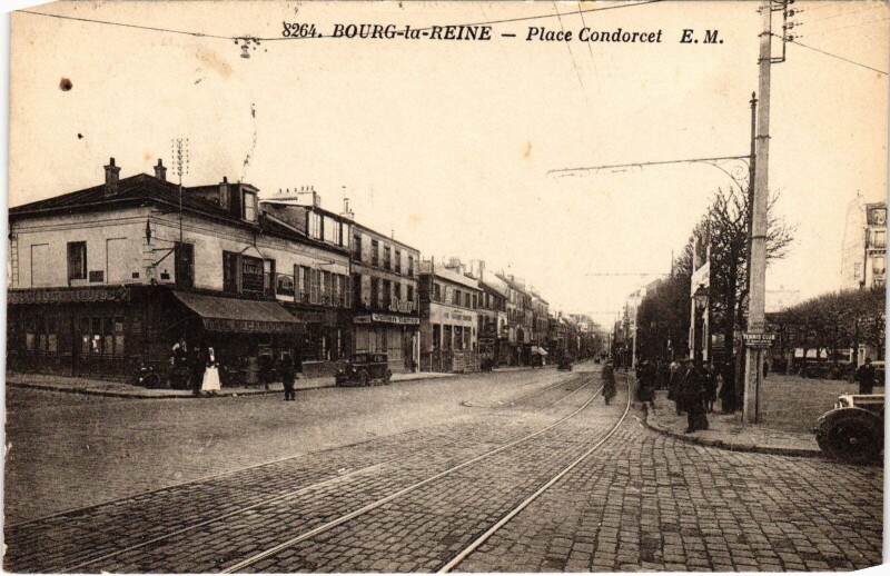 Carte postale ancienne Bourg la Reine Place Condorcet à Bourg-la-Reine
