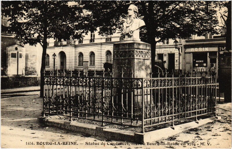 Carte postale ancienne Bourg la Reine Statue de Condorcet à Bourg-la-Reine