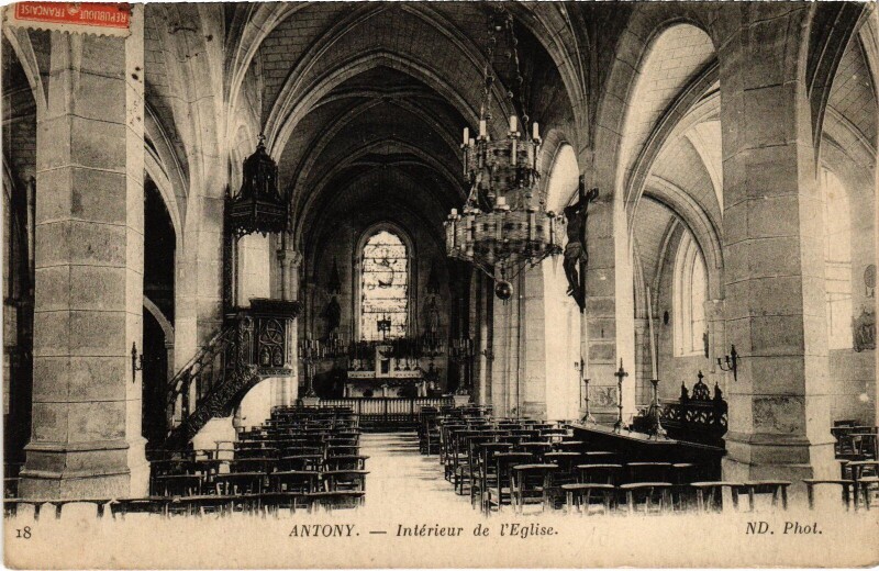 Carte postale ancienne Antony Interieur de l'Eglise à Antony