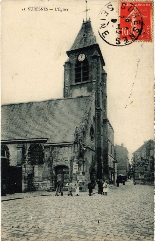 Carte postale ancienne Suresnes Eglise à Suresnes