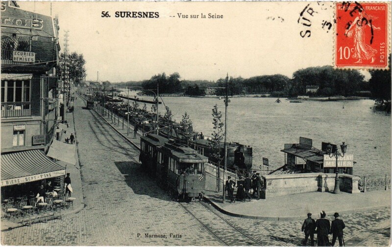 Carte postale ancienne Suresnes vue sur la Seine à Suresnes