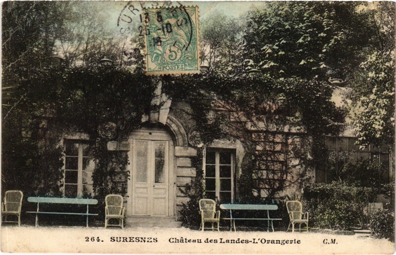 Carte postale ancienne Suresnes Chateau des Landes Orangerie à Suresnes