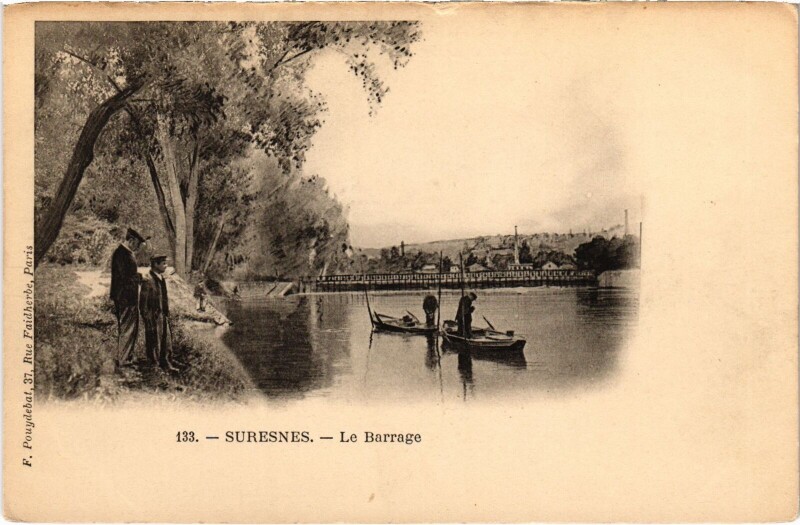 Carte postale ancienne Suresnes Le Barrage à Suresnes