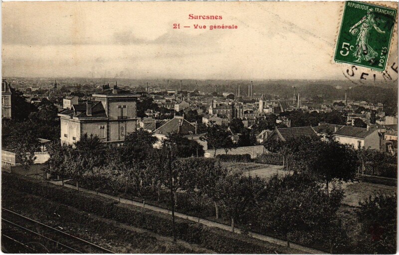 Carte postale ancienne Suresnes vue generale à Suresnes