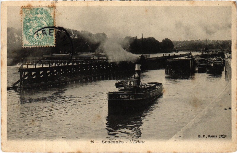 Carte postale ancienne Suresnes Ecluse à Suresnes