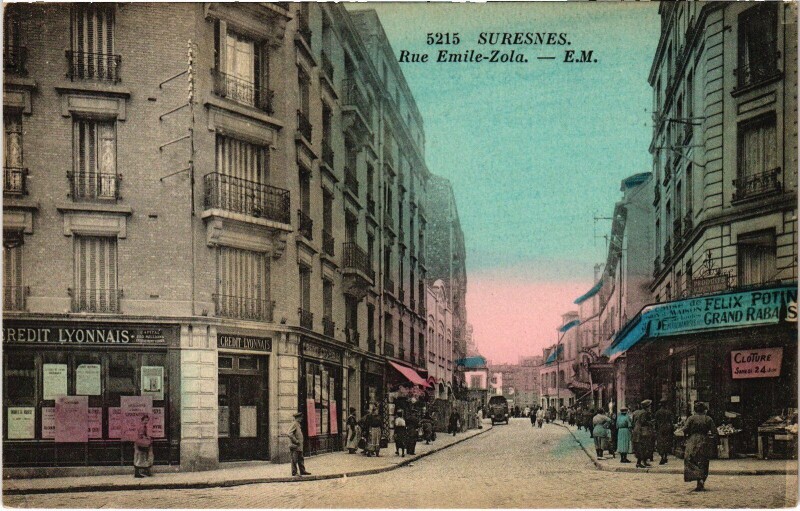 Carte postale ancienne Suresnes Rue Emile Zola à Suresnes