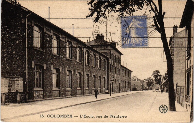 Carte postale ancienne Colombes Ecole Rue de Nanterre à Colombes