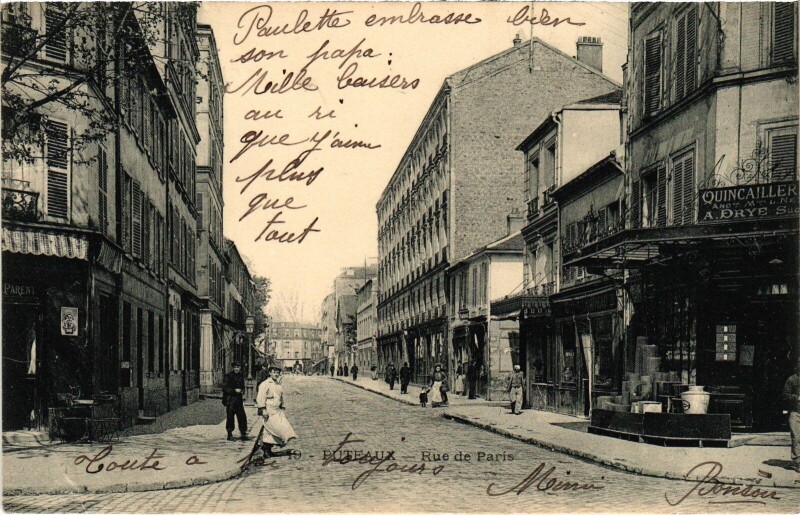 Carte postale ancienne Puteaux Rue de Paris à Puteaux