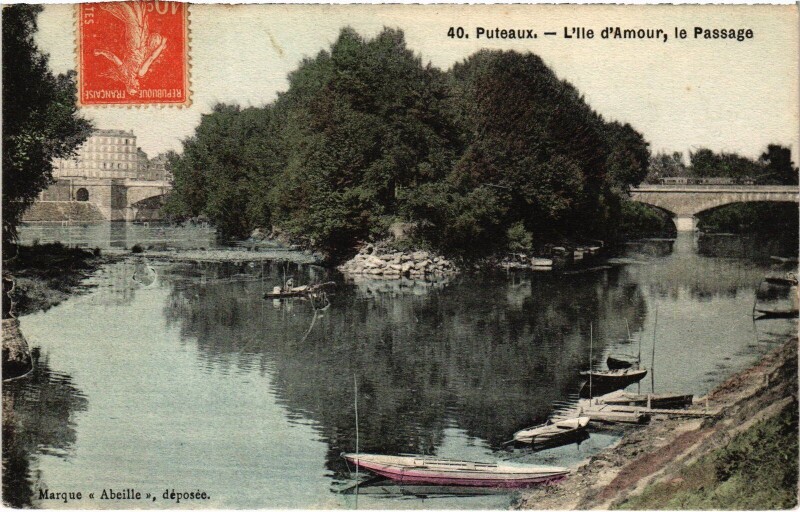 Carte postale ancienne Puteaux Ile d'Amour le Passage à Puteaux
