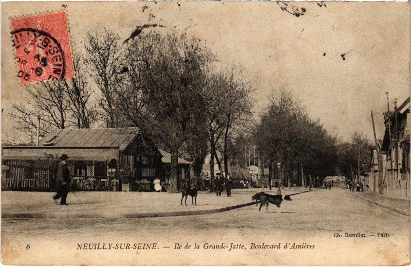 Carte postale ancienne Neuilly Ile de la Jatte Boulevard d'Asnieres