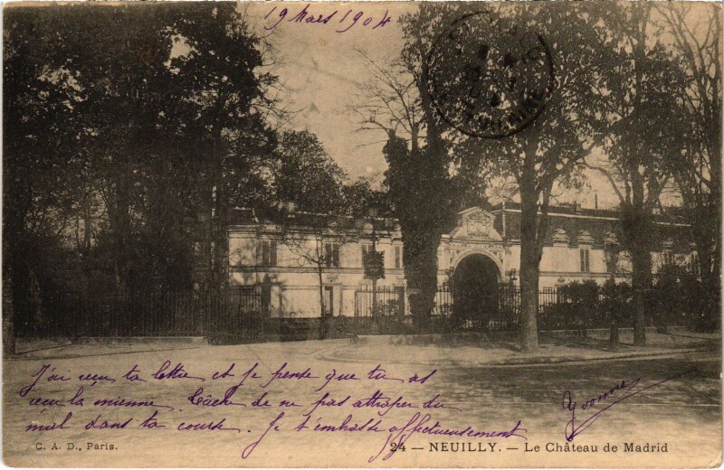 Carte postale ancienne Neuilly Chateau de Madrid