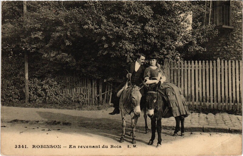 Carte postale ancienne Robinson En revenanr du Bois