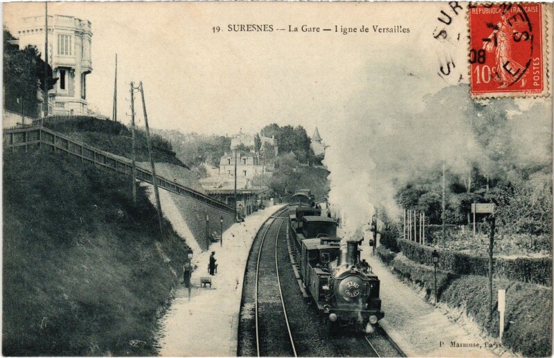 Carte postale ancienne Suresnes La Gare Ligne de Versailles à Suresnes
