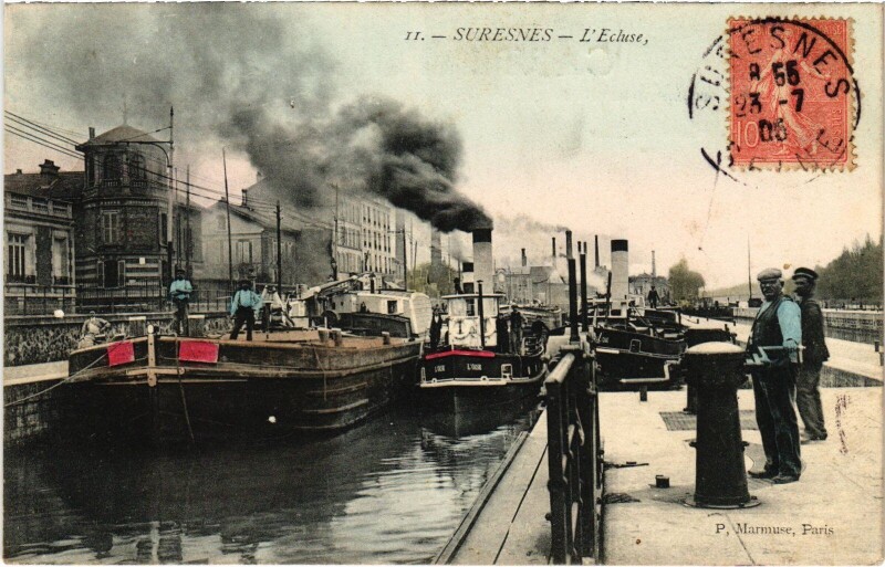 Carte postale ancienne Suresnes Ecluse à Suresnes