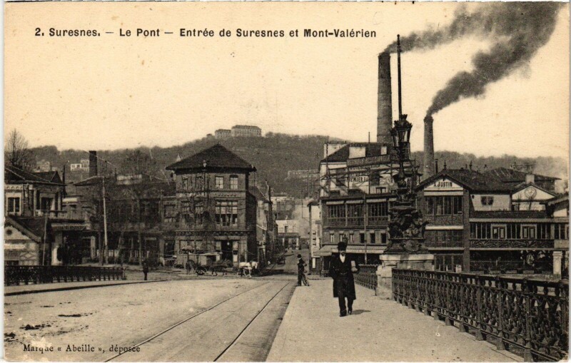 Carte postale ancienne Suresnes Entree de Suresnes et Mont Valerien à Suresnes