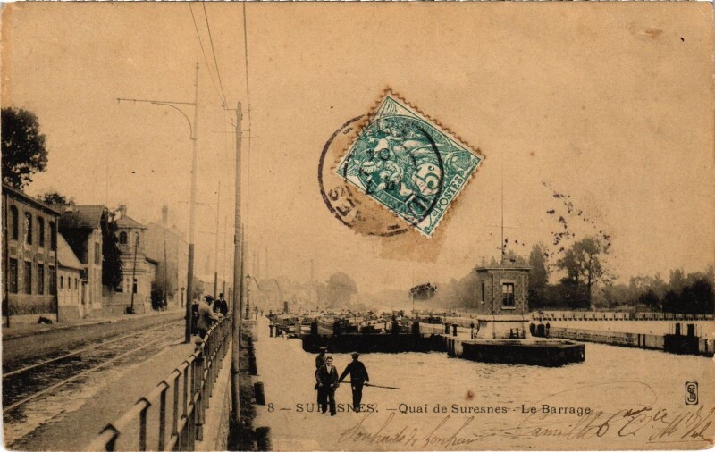 Carte postale ancienne Suresnes Quai de Suresnes Le Barrage à Suresnes