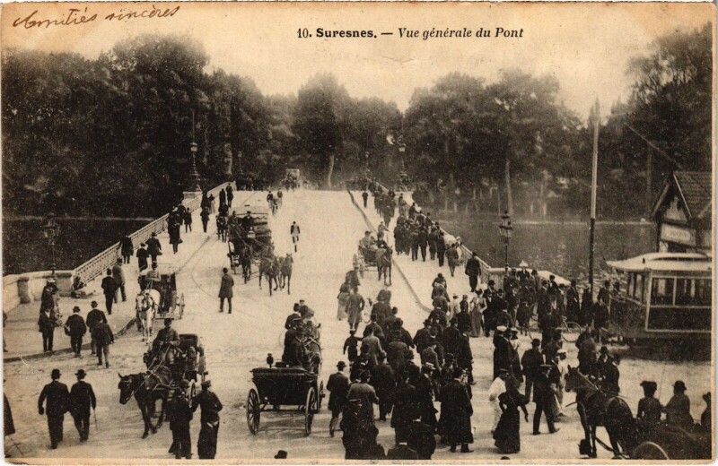 Carte postale ancienne Suresnes vue generale du Pont à Suresnes