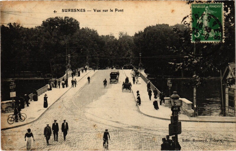 Carte postale ancienne Suresnes vue sur le Pont à Suresnes