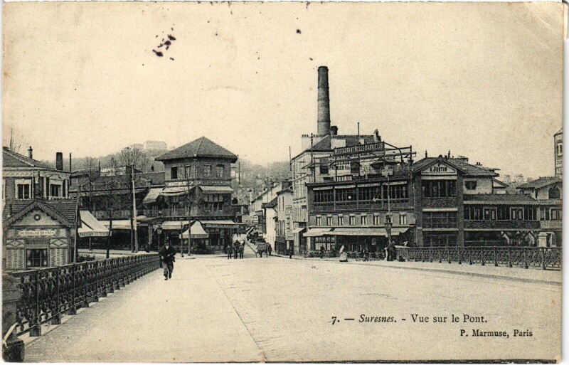 Carte postale ancienne Suresnes vue sur le Pont à Suresnes
