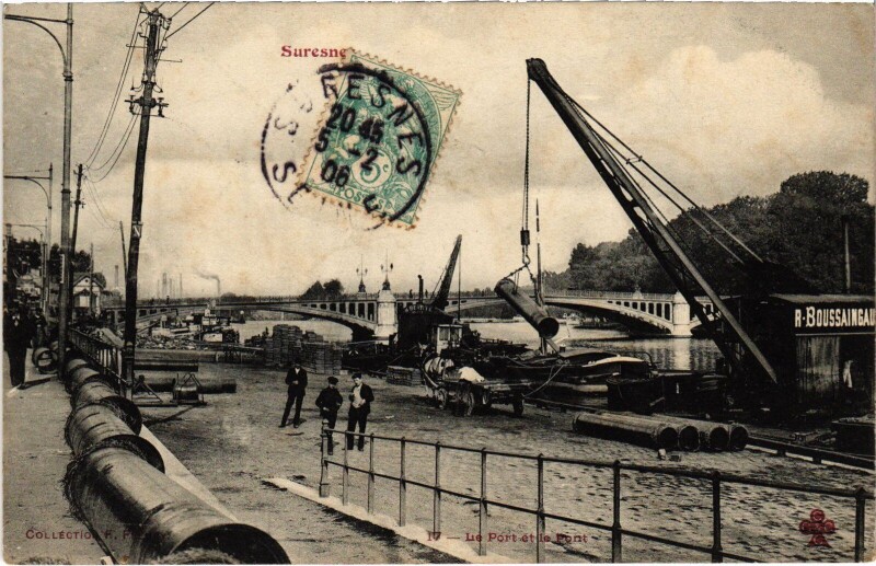 Carte postale ancienne Suresnes Le Port et le Pont à Suresnes