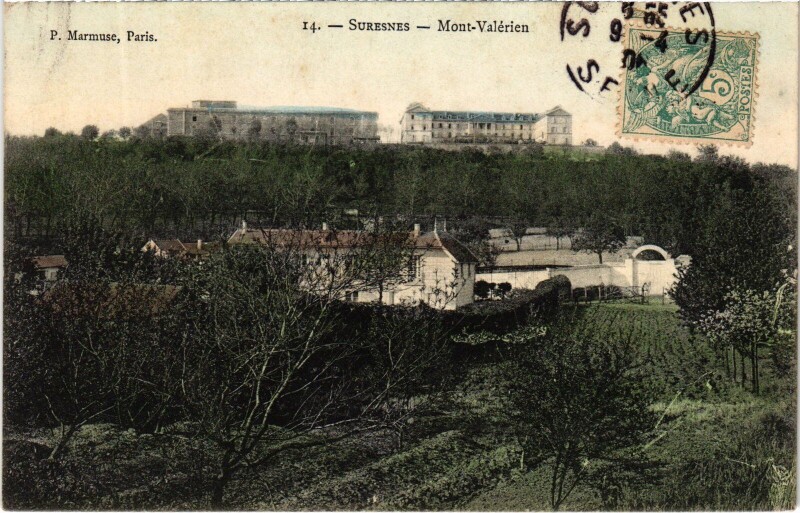 Carte postale ancienne Suresnes Escalier rustique conduisant a la Gare à Suresnes