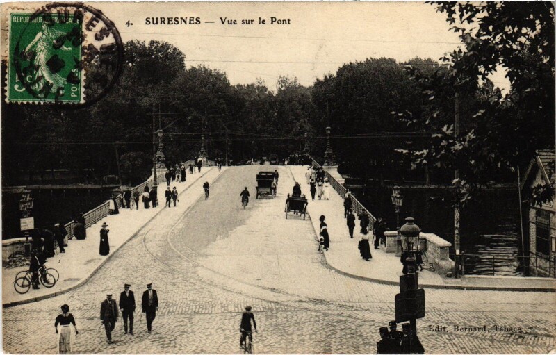 Carte postale ancienne Suresnes vue sur le Pont à Suresnes