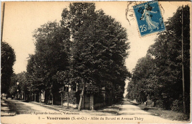 Carte postale ancienne Vaucresson Allee du Butard et Avenue Thery à Vaucresson