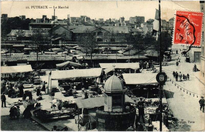 Carte postale ancienne Puteaux Le Marche à Puteaux