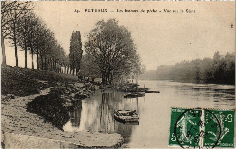 Carte postale ancienne Puteaux Les bateaux de peche à Puteaux