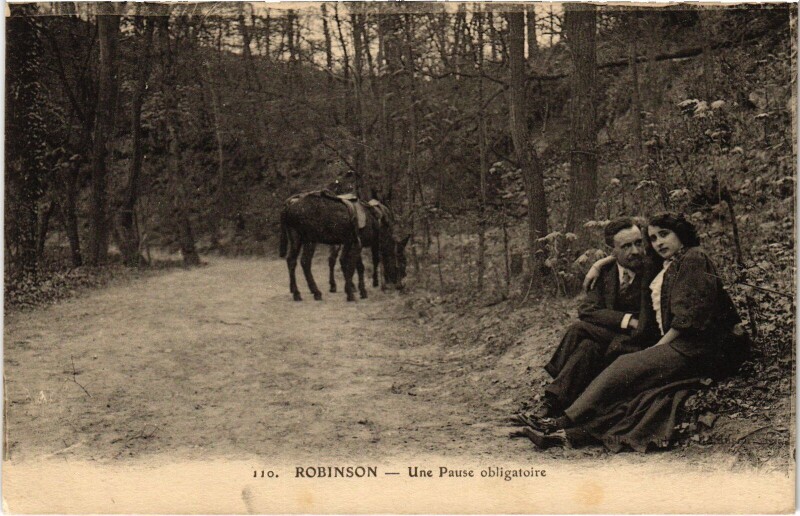 Carte postale ancienne Robinson une Pause obligatoire