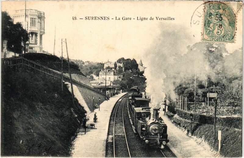 Carte postale ancienne Suresnes La Gare Ligne de Versailles à Suresnes