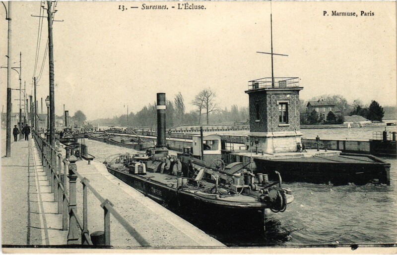 Carte postale ancienne Suresnes Ecluse à Suresnes