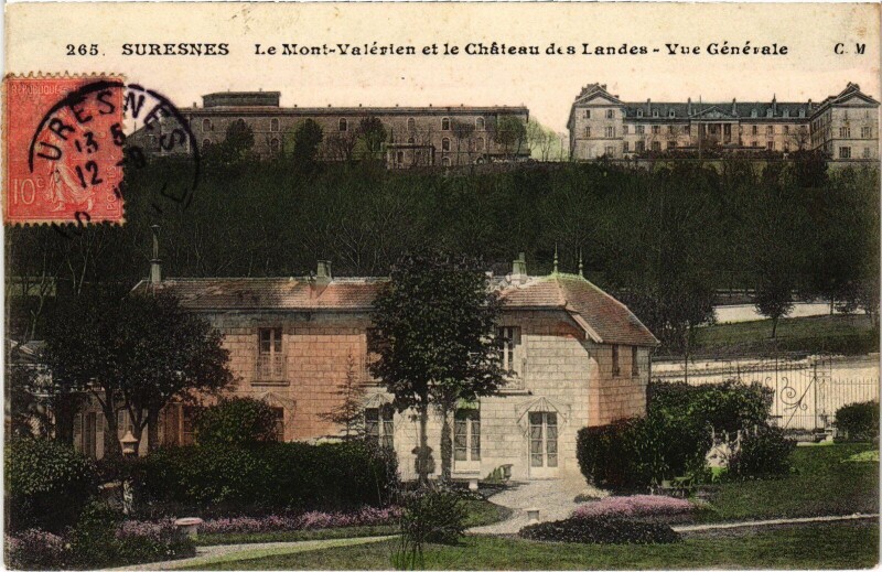 Carte postale ancienne Suresnes Mont Valerien et Chateau des Landes à Suresnes