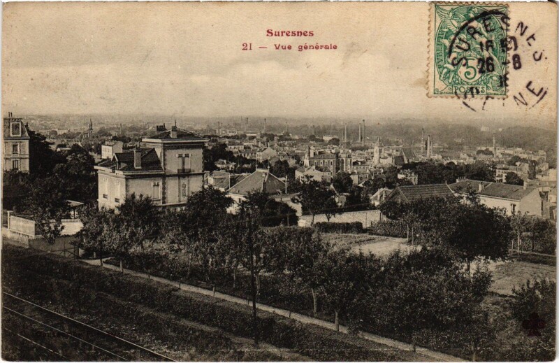 Carte postale ancienne Suresnes vue generale à Suresnes