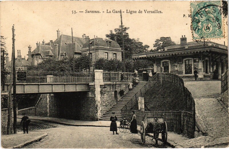 Carte postale ancienne Suresnes La Gare Ligne de Versailles à Suresnes