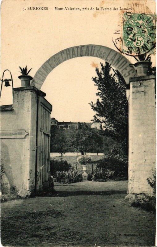 Carte postale ancienne Suresnes Mont Valerien pris de la Ferme des Landes à Suresnes